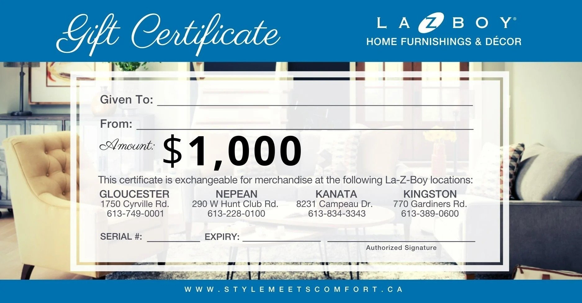 1000_La-Z-Boy Gift Certificate